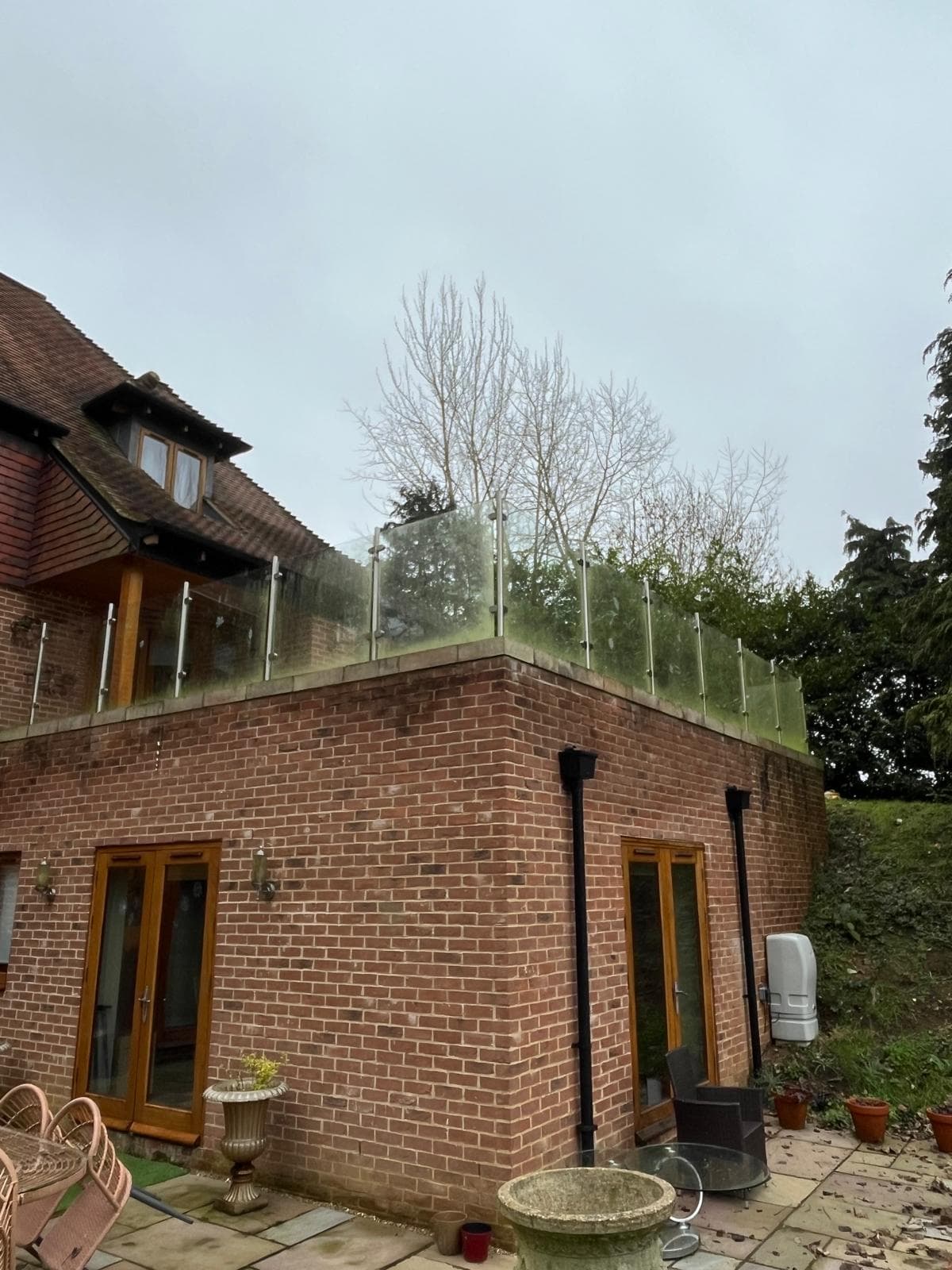 Rear terrace and garden during maintenance