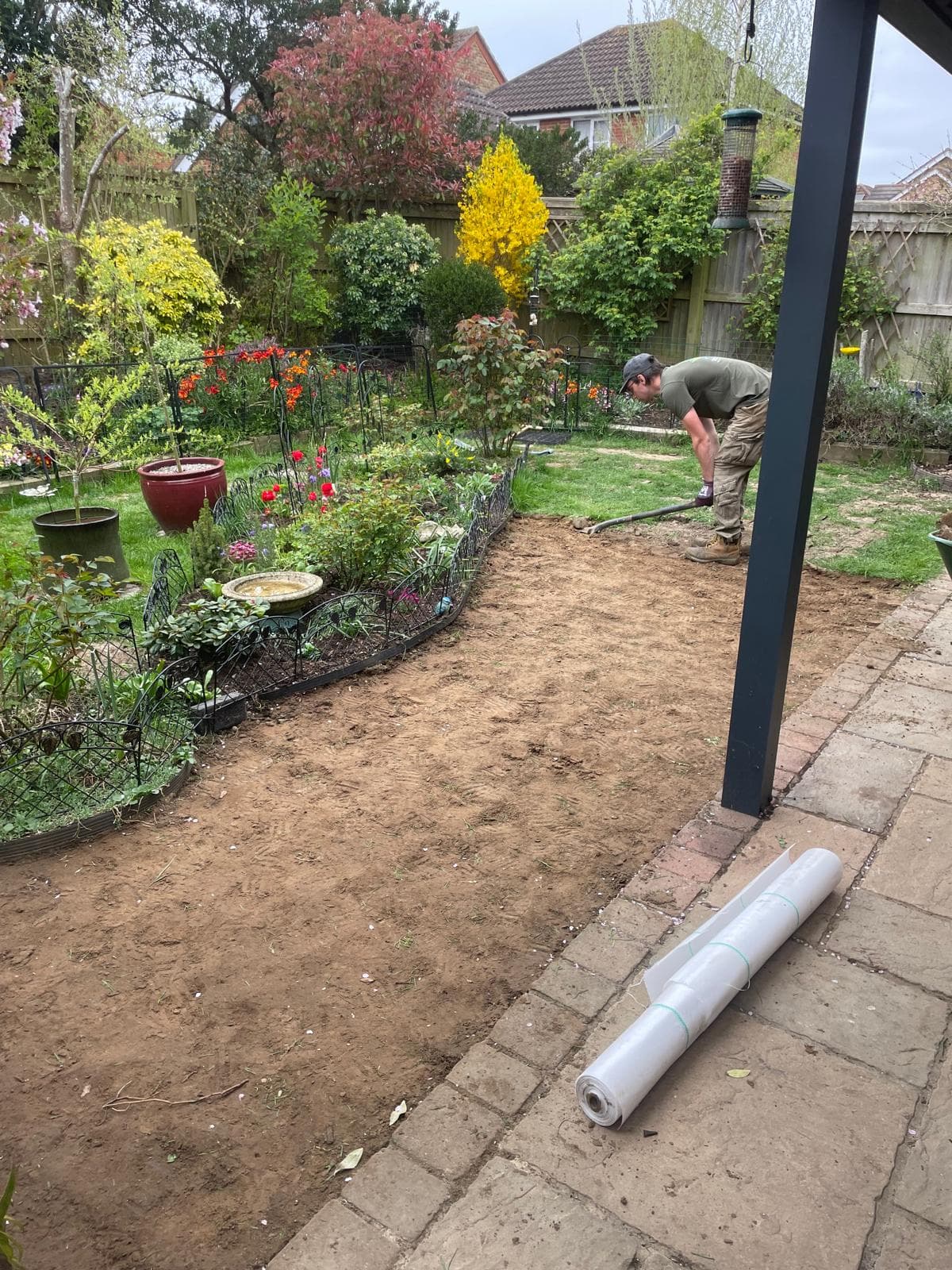 Patio border during excavation
